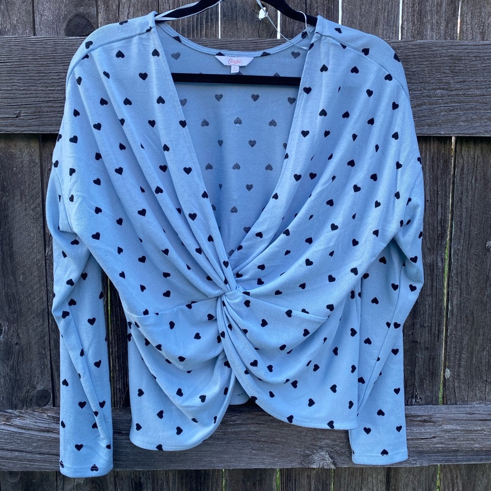 Baby Blue Blouse With Hearts